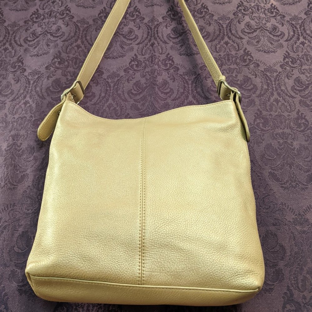 Kate Landry Metallic Gold Leather Shoulder Bag